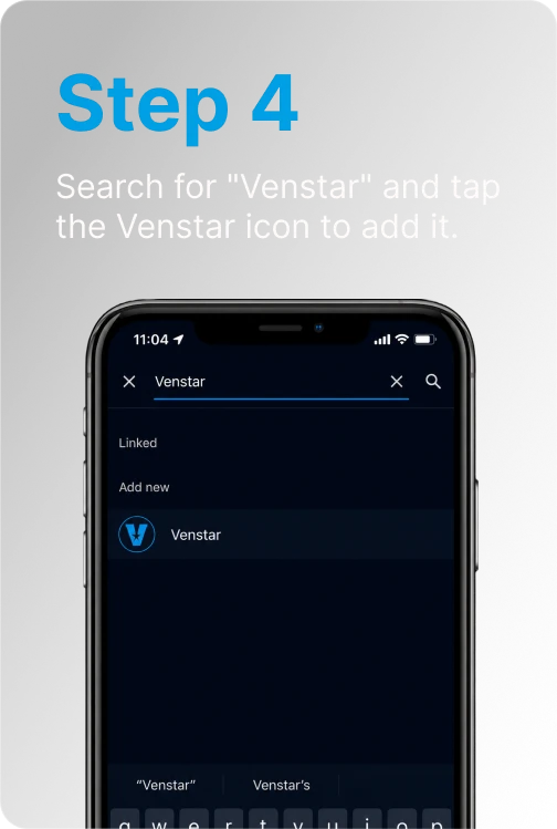 Step 4: Search for Venstar and add the integration